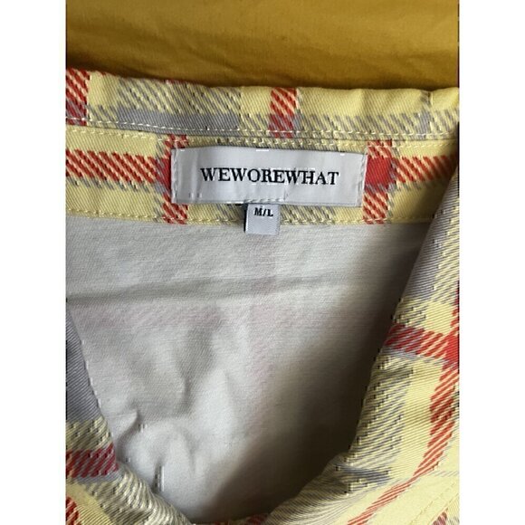 WE WORE WHAT PLAID CROPPED DENIM JACKET HIGH RISE SHORTS Women M/L indie sleeze - Picture 8 of 12